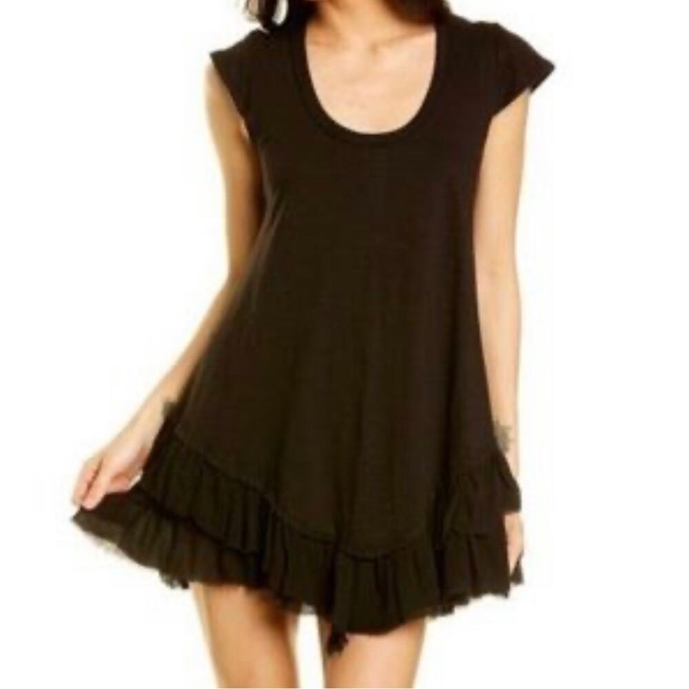 AREA STARS Heathered Mini A Line Black Dress